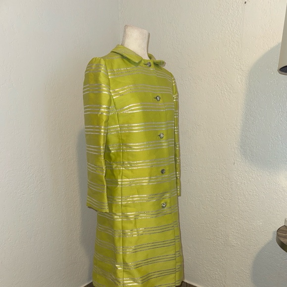 Saks Fifth Avenue Jackets & Blazers - VINTAGE Saks Fifth Avenue Lime Green Striped Silk Coat